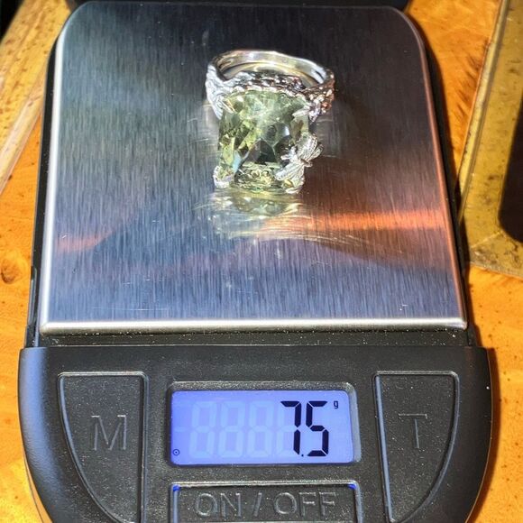 Artistic Prasiolite Green Amethyst Sterling Silver Butterfly Ring Size 6 - Picture 9 of 9